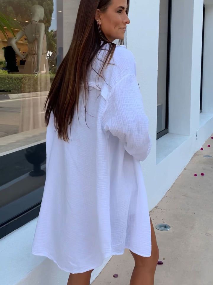 Blouse en Musselin Freya Blanc Long