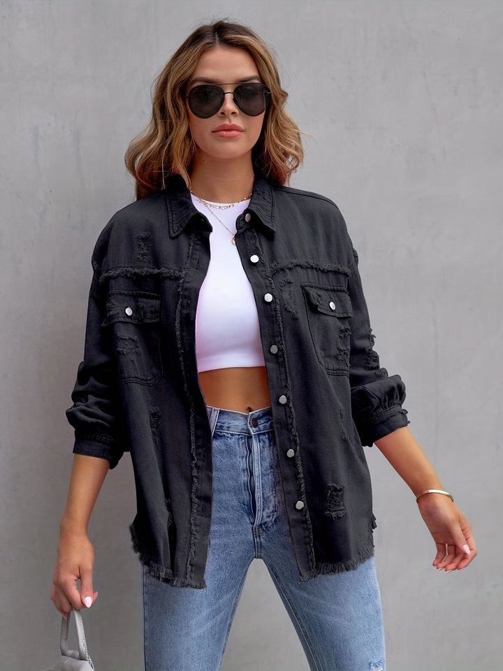 Carla | Trendy Oversized Distressed Denim Jacket