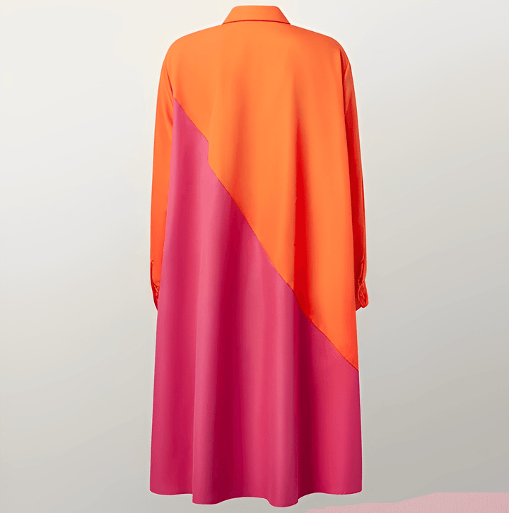 Robe chemise avec col rabattu et manches trois-quarts