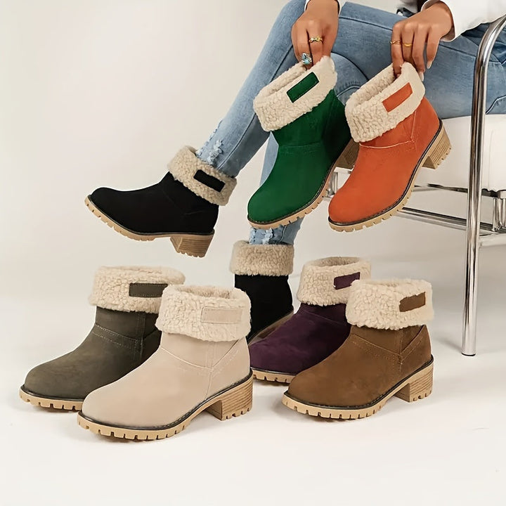 Lotte | Bottines en peluche élégantes à talons hauts dans des couleurs unies très tendance