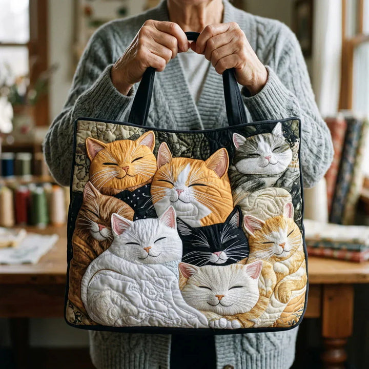 Sac Matelassé Artisanal - Chats Endormis