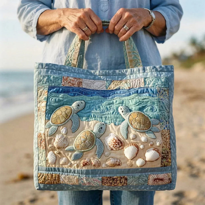 Sac Cabas Matelassé Artisanal - Tortues de Mer