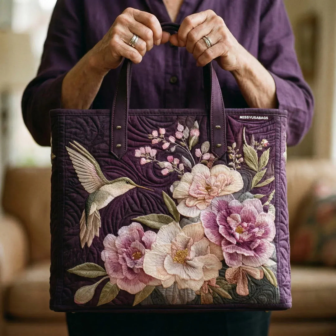 Sac fourre-tout matelassé - Colibris et Orchids