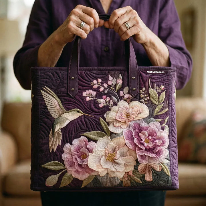 Sac fourre-tout matelassé - Colibris et Orchids