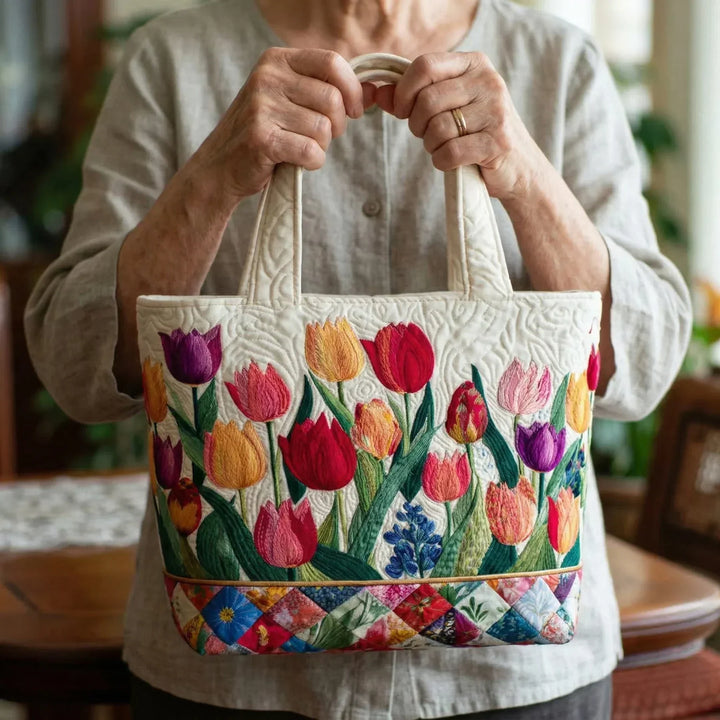 Sac fourre-tout matelassé - Jardin de tulipes