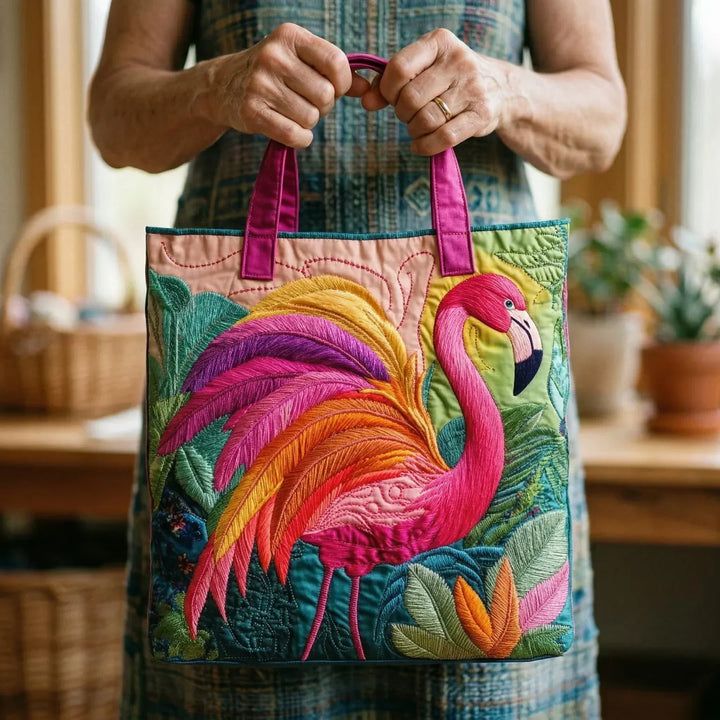 Sac fourre-tout matelassé - Flamant rose arc-en-ciel