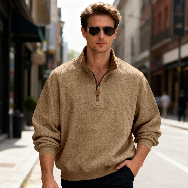 PULL TEXTURÉ ZIPPÉ POUR HOMME