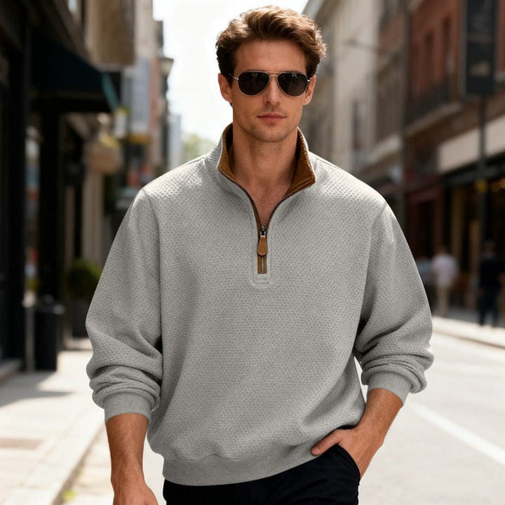 PULL TEXTURÉ ZIPPÉ POUR HOMME