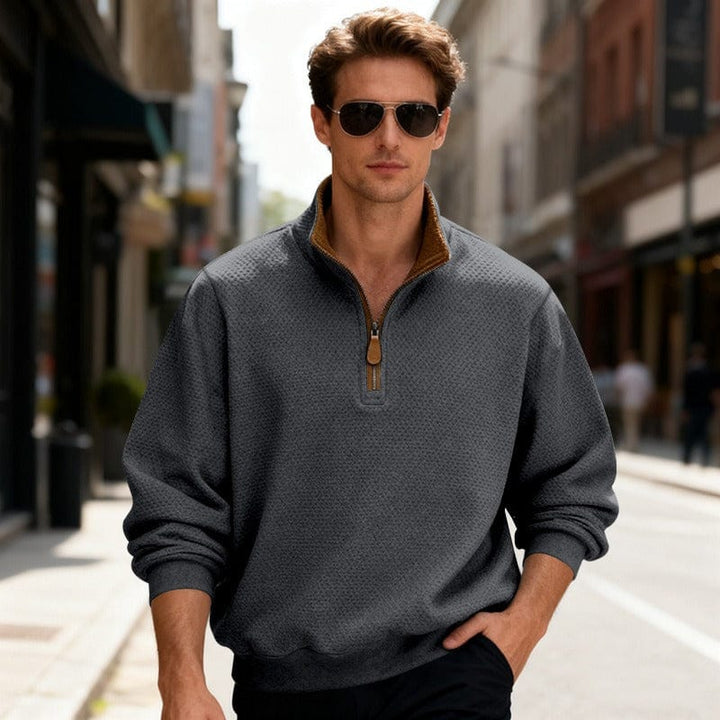 PULL TEXTURÉ ZIPPÉ POUR HOMME