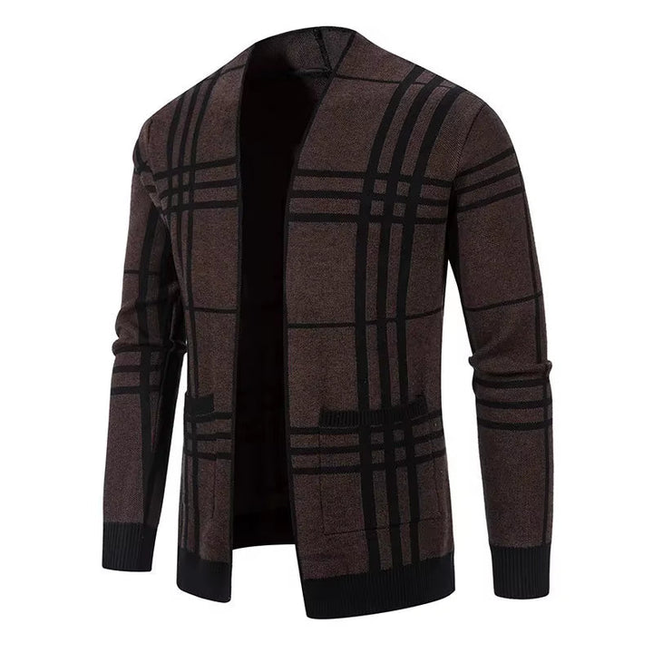 CARDIGAN EN MAILLE À CARREAUX POUR HOMME