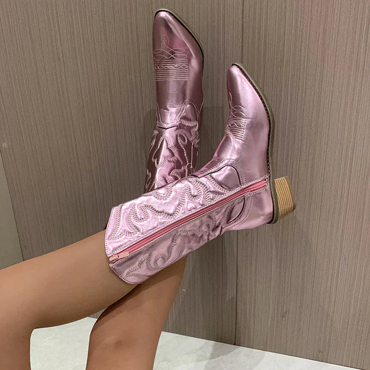 Fleur | Chic Bottes de cow-boy métallisées pour une touche de style