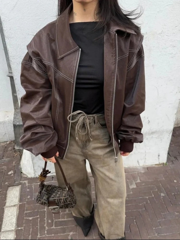 Suze | Blouson bombardier en cuir élégant