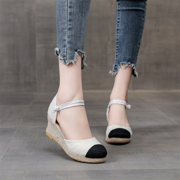 Sophie | Espadrilles à la mode avec bride de cheville élégante et bouts contrastés élégants