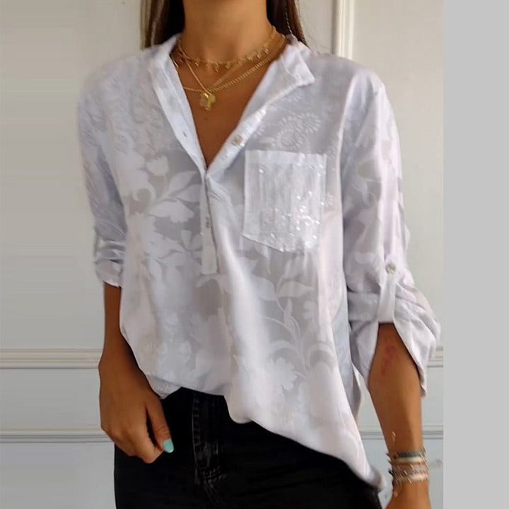 Floré-Shirt | Élégante blouse imprimée avec poche avant