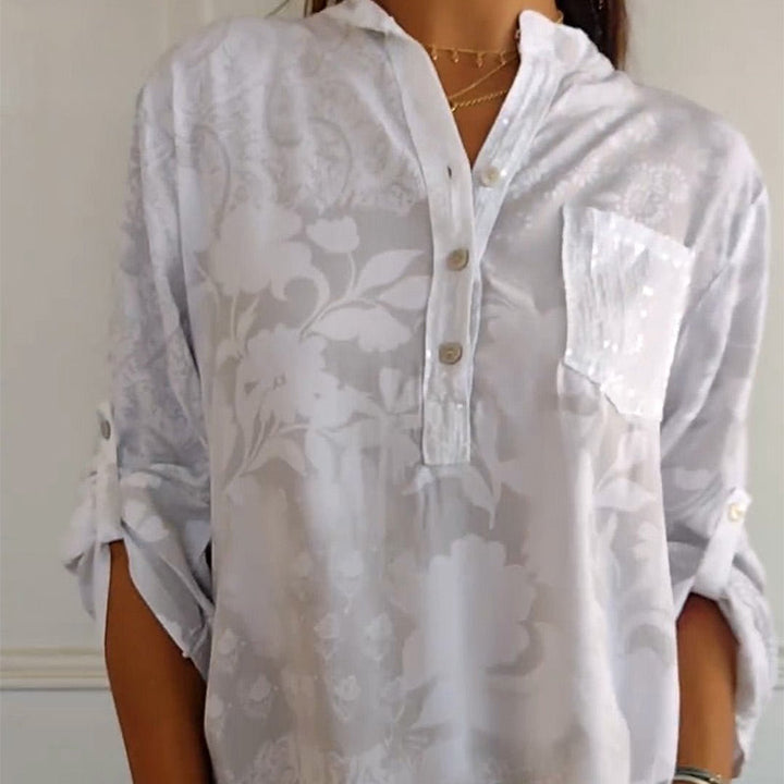 Floré-Shirt | Élégante blouse imprimée avec poche avant