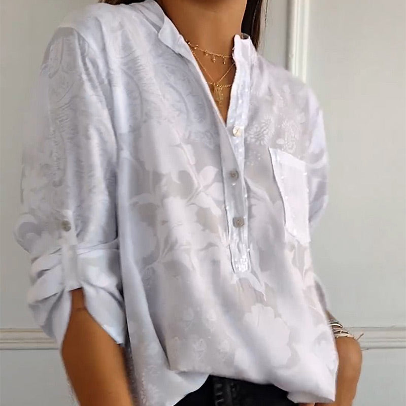 Floré-Shirt | Élégante blouse imprimée avec poche avant