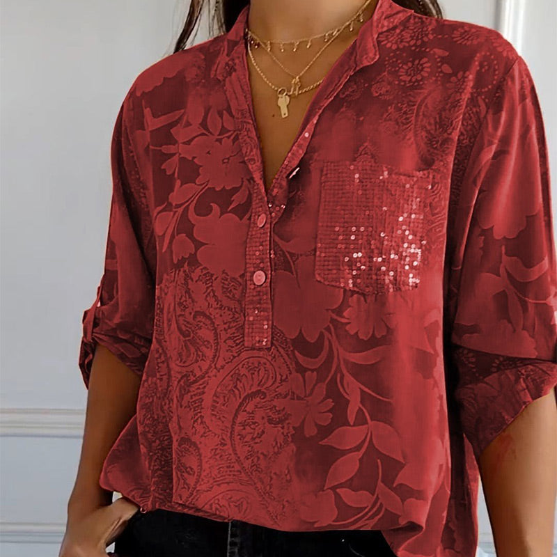 Floré-Shirt | Élégante blouse imprimée avec poche avant