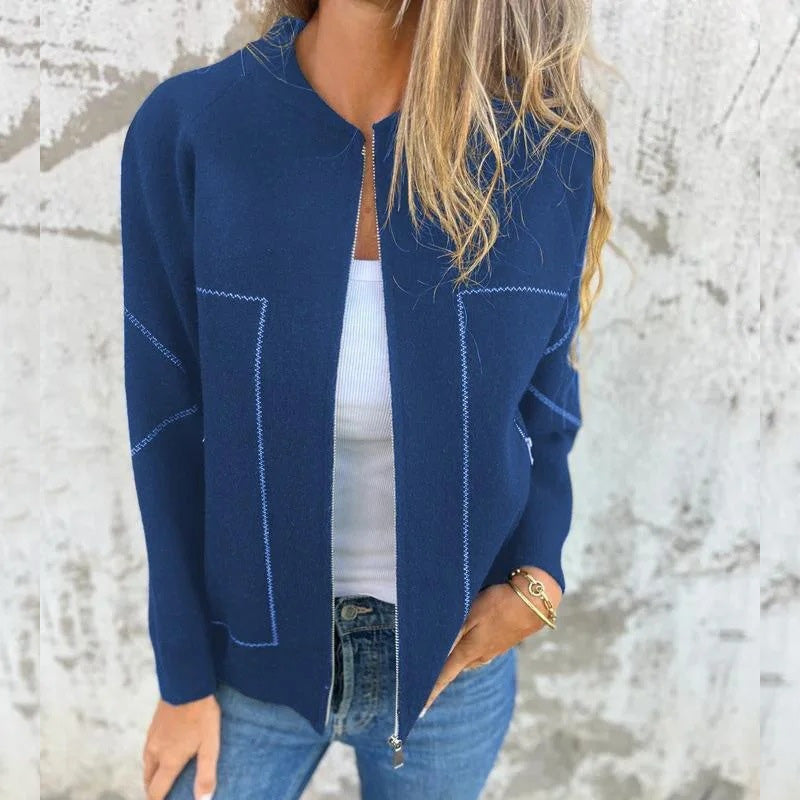 Amina | Veste élégante pour femmes avec fermeture à glissière et coutures décoratives