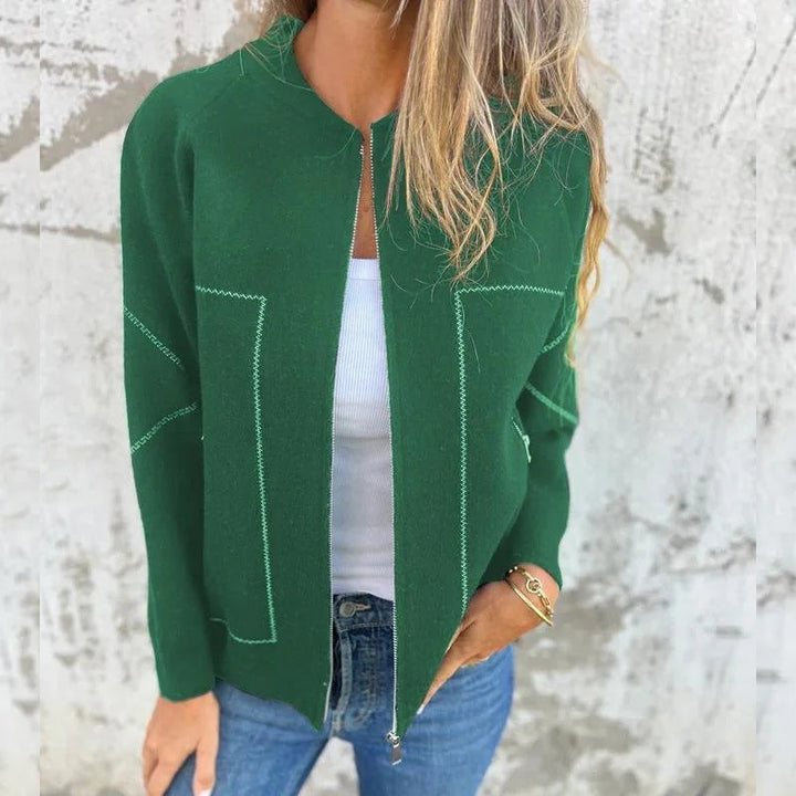 Amina | Veste élégante pour femmes avec fermeture à glissière et coutures décoratives