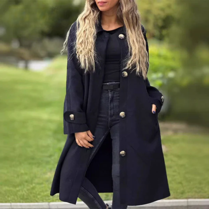 Tyra | Long manteau tendance avec boutons pour un look décontracté